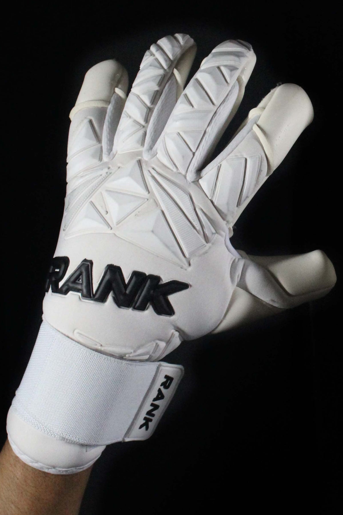 RANK Goalkeeping GHOST goalkeeper glove, embossed knuckle punch zone – www.rankgoalkeeping.com