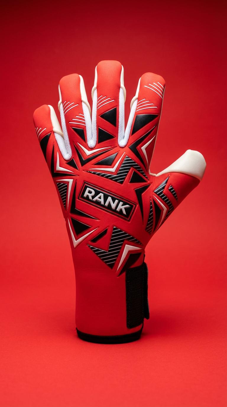 RANK Goalkeeping STRIKER negative cut goalkeeper glove, backhand view – www.rankgoalkeeping.com