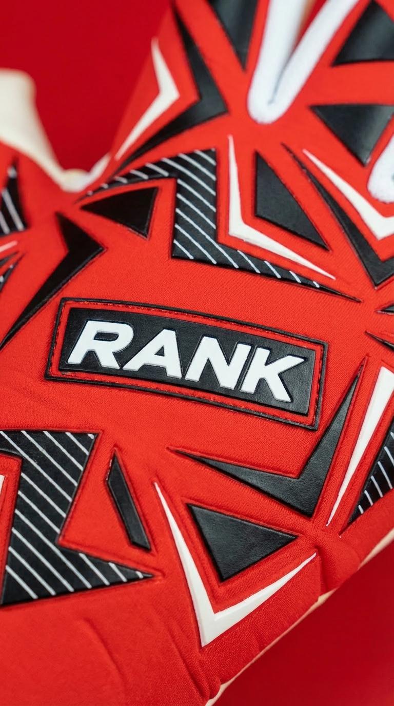 RANK Goalkeeping STRIKER goalkeeper glove, palm view showing German latex grip – www.rankgoalkeeping.com