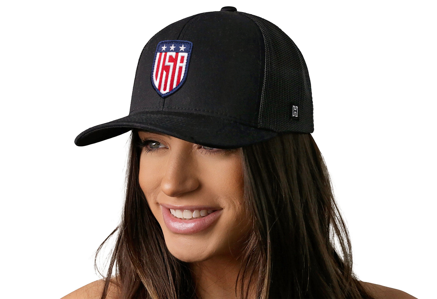 USA Shield Trucker Hat  |  Black America Snapback
