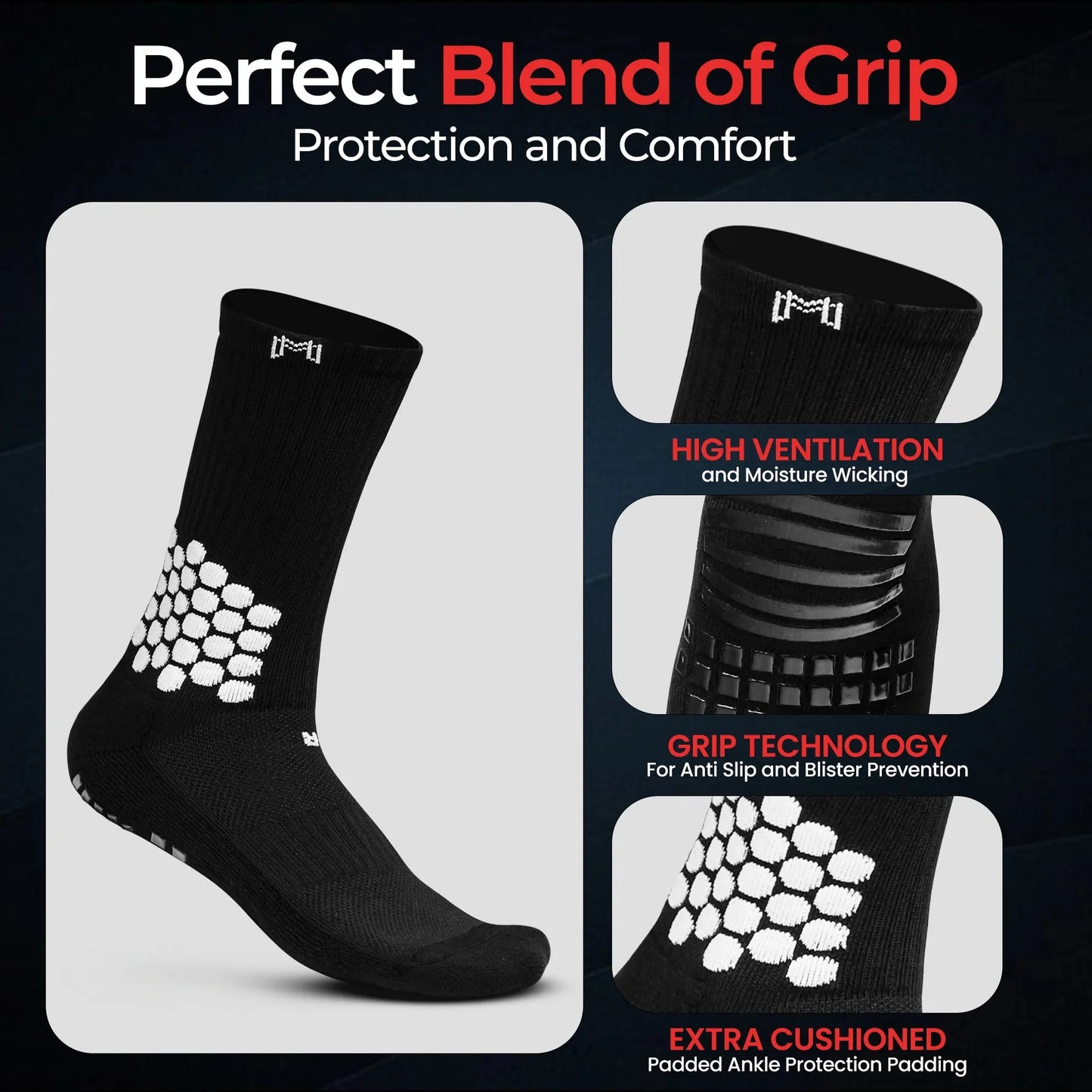 MEDICAPTAIN Grip Socks With Cushioned Ankle Protection